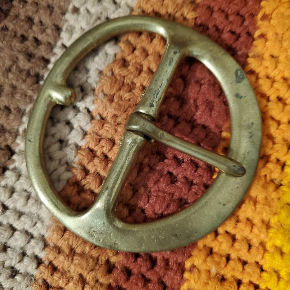 Vintage 60s 70s gold brass belt buckle by North & Judd